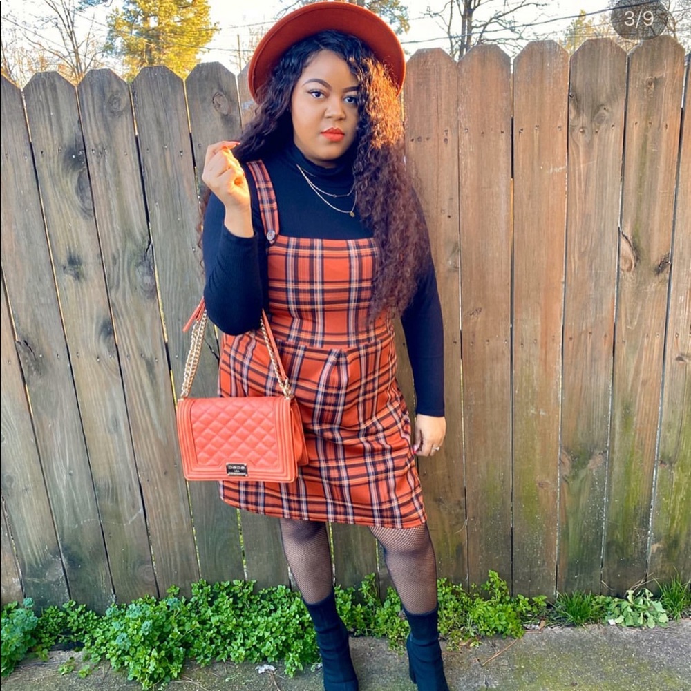 Plaid Overall Dress